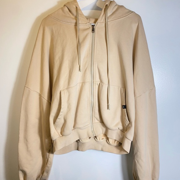 Popflex Oversized Cloud Zip Up Hoodie S/M, Sand, Tan - Picture 4 of 11